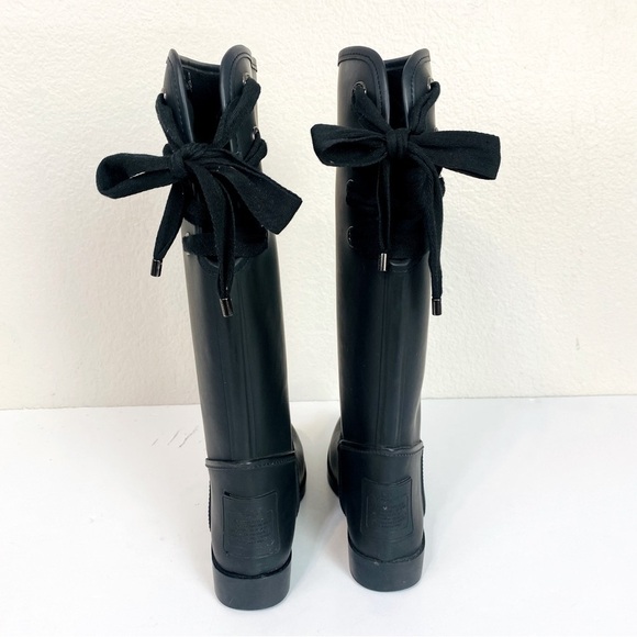 Coach Tristee Matte Black Tall Rain Boots Size 7 - Picture 2 of 6